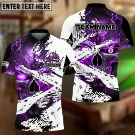 Billiard 8 Ball Inferno Skull Multicolor Options Personalized Name, Team Name 3D Polo Shirt