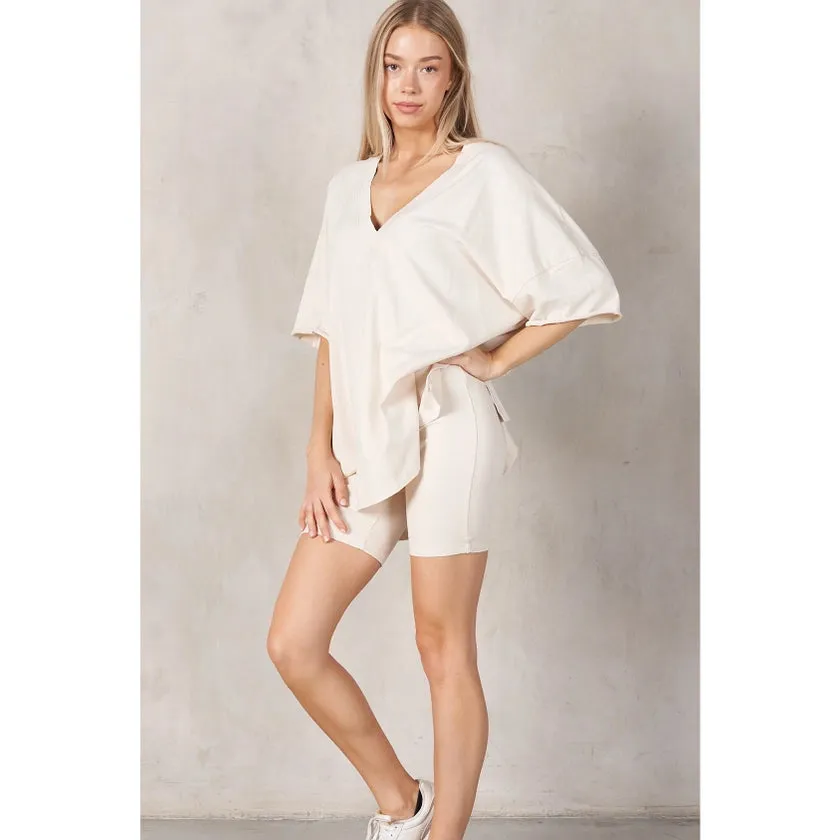 Maronie Drop Shoulder Top Cream