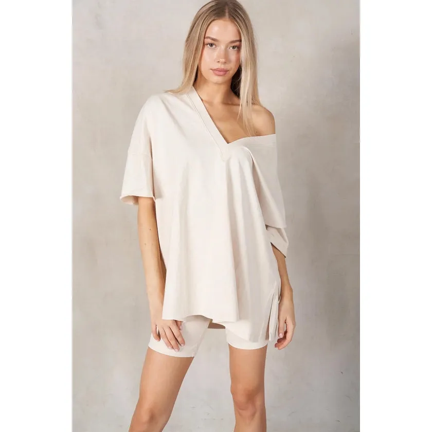 Maronie Drop Shoulder Top Cream