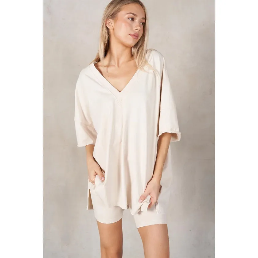 Maronie Drop Shoulder Top Cream