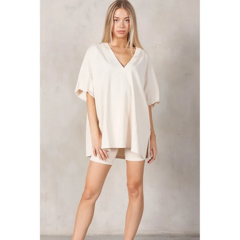 Maronie Drop Shoulder Top Cream