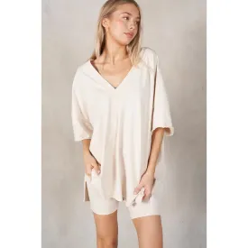 Maronie Drop Shoulder Top Cream