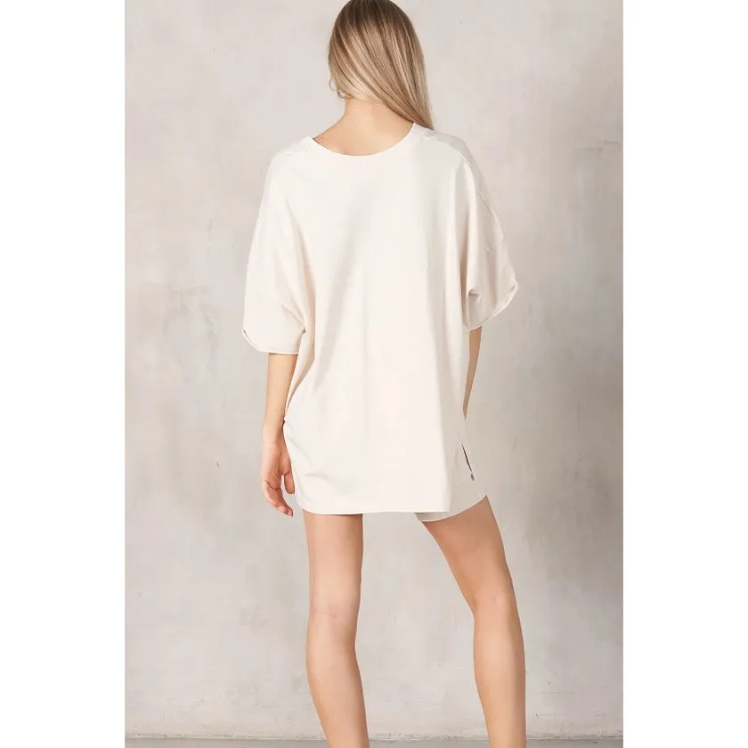 Maronie Drop Shoulder Top Cream