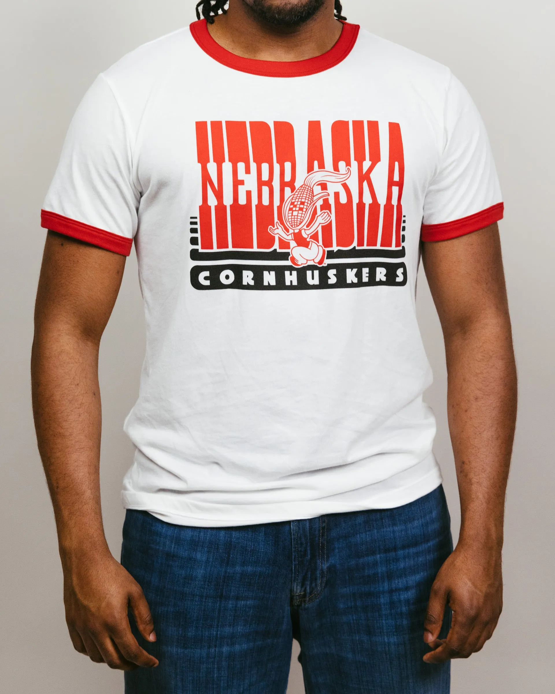 Nebraska Cornhuskers 70s White & Red Unisex Ringer