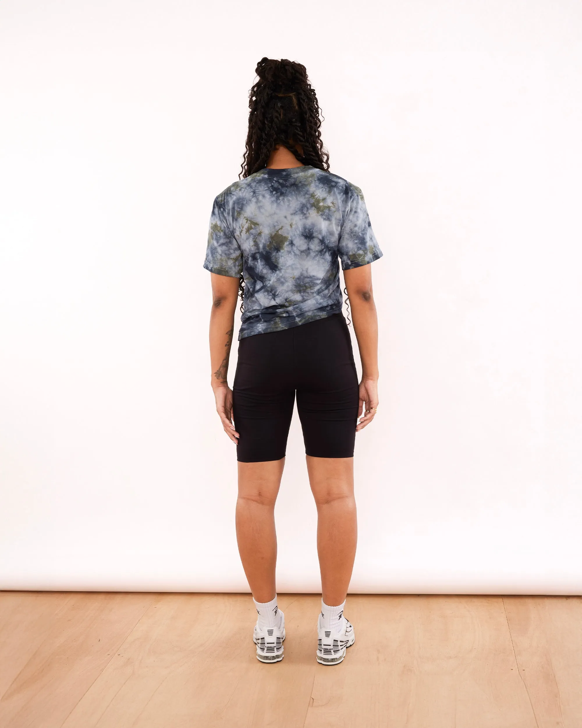 Patta Femme Tie Dye Cropped Ruched T-Shirt (Quarry)