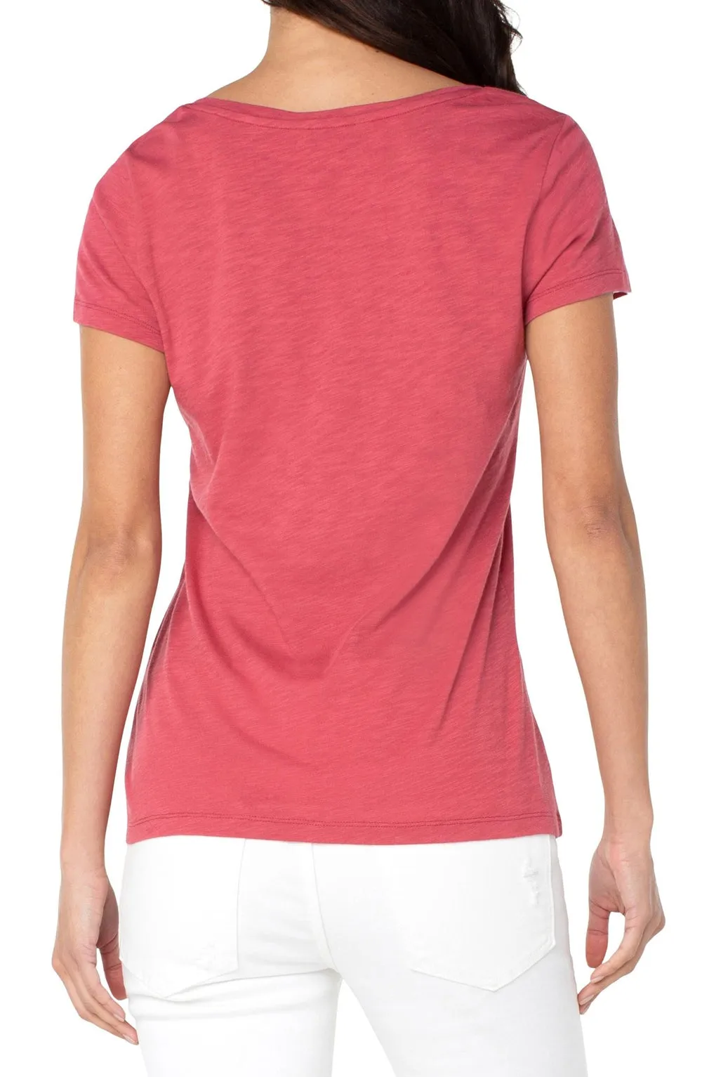 Slim Fit V Neck Slub Knit Tee - Desert Blossom
