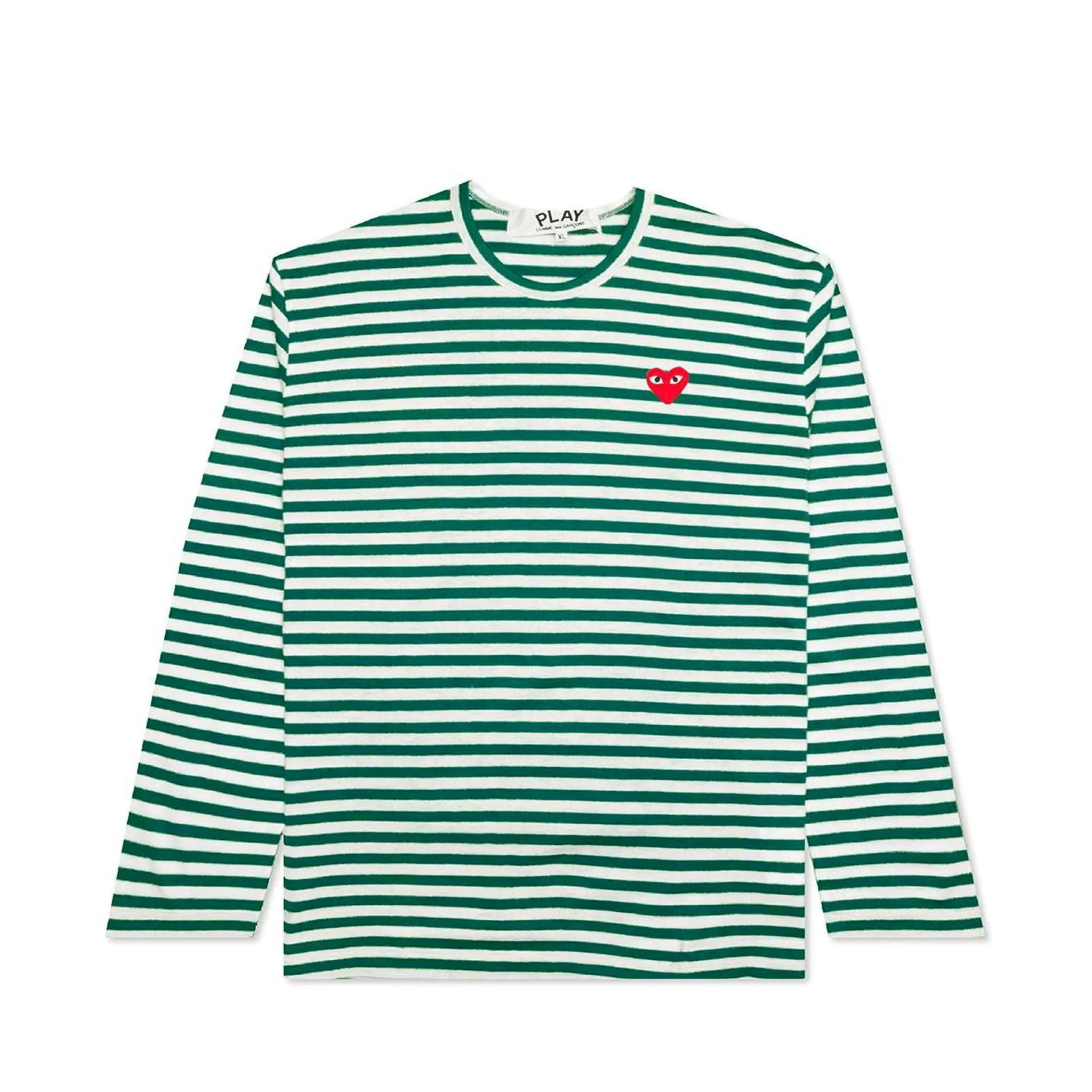 STRIPED LONG SLEEVE T-SHIRT WITH SMALL RED HEART