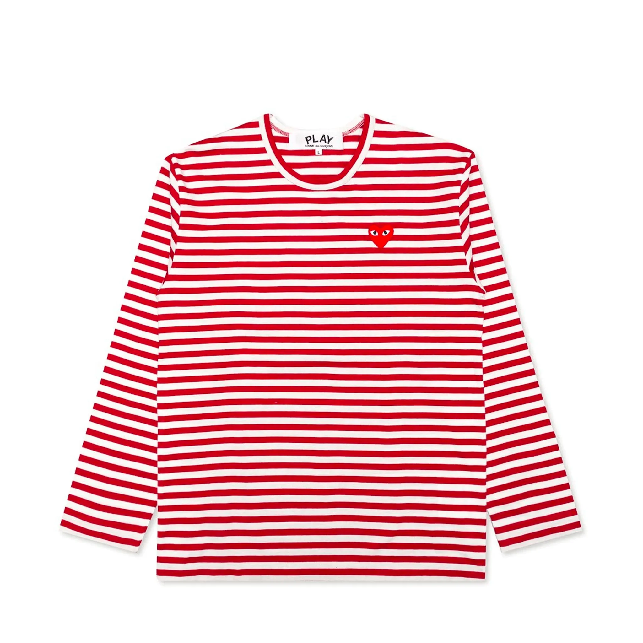 STRIPED LONG SLEEVE T-SHIRT WITH SMALL RED HEART