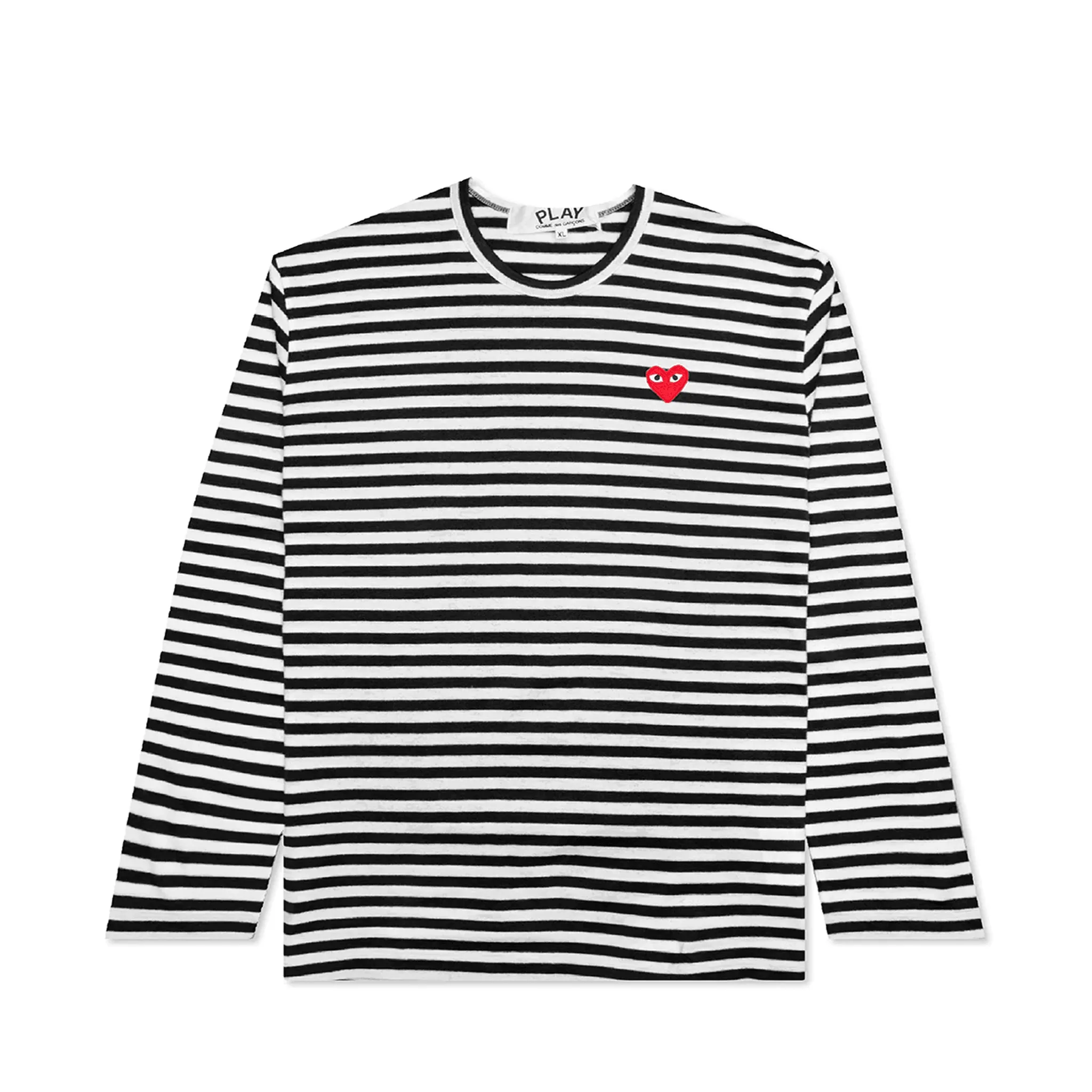 STRIPED LONG SLEEVE T-SHIRT WITH SMALL RED HEART
