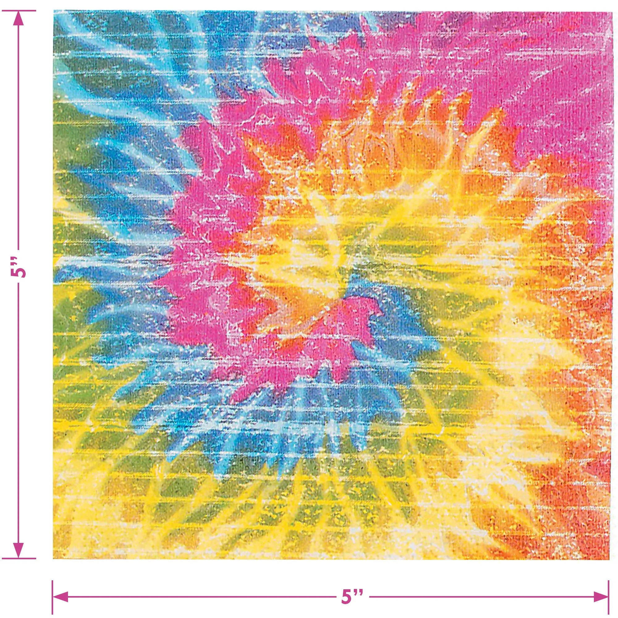 Tie Dye Rainbow Party Supplies - Sunset Tie Dye Swirl Palm Tree Square Paper Dinner Plates and Beverage Napkins For Beach Bum, 60's Decades, and Hippie Theme Parties (Serves 16)
