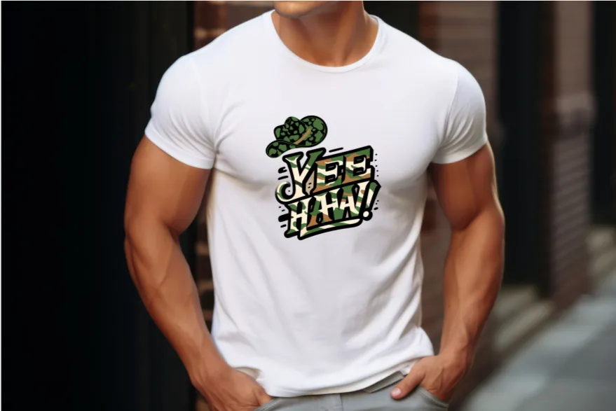 Yee-Haw T-Shirt with Cowboy Hat, Camo design, Unisex T-Shirt, Country Music T-Shirt